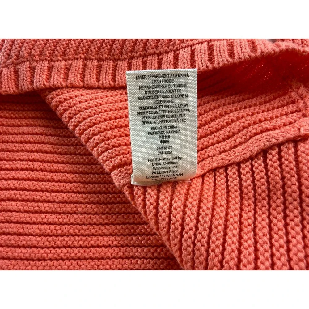 Free People La Brea Size Large Oversized Pullover V-Neck Sweater‎ Coral Orange